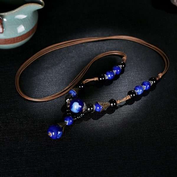 Blue Ceramic Pendant Necklace