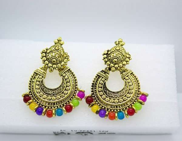 Rainbow Beads Tassel Drop Earring